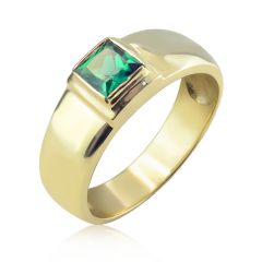 Золотое мужское кольцо с гидроизумрудом «Хранитель»