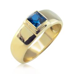 Золотое мужское кольцо с сапфиром «Хранитель»