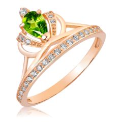 Золотое кольцо корона с хризолитом «Королевское»