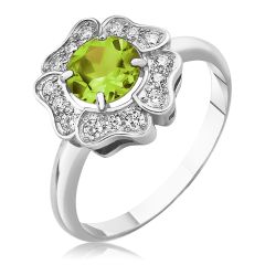 Золотое кольцо цветок с хризолитом «Flower»