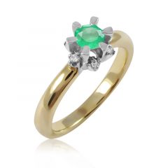 Роскошное кольцо с изумрудом и бриллиантами «Flora»