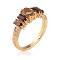 Золотое кольцо с раухтопазами «Aqua Raukh»