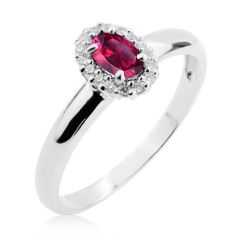 Золотое кольцо на помолвку с рубином и бриллиантами «Candy»