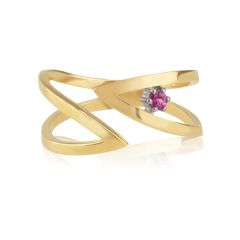 Несомкнутое золотое кольцо с рубином «Комета Галлея»