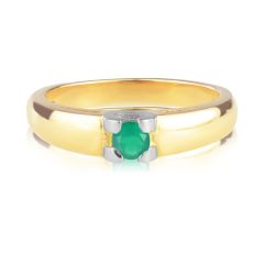 Золотое помолвочное кольцо с зеленым агатом « Мисс V»