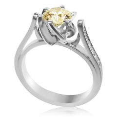 Золотое кольцо на помолвку с желтым бриллиантом «First»