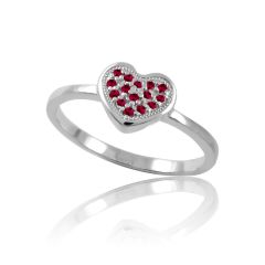 Золотое кольцо сердце с рубинами «L'amour»