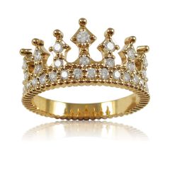 Золотое кольцо корона с россыпью фианитов «Crown»