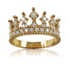 Золота каблучка корона з розсипом фіанітів «Crown»