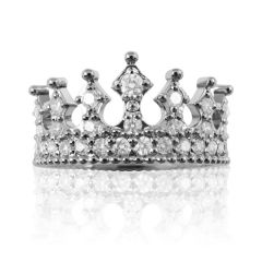 Золота каблучка корона з розсипом діамантів «Crown»