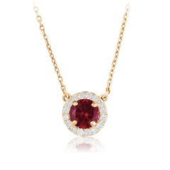 Золотое колье шайба с гранатом и Swarovski «Лилу»