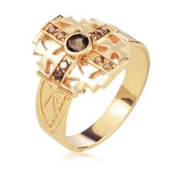 Золотой перстень с раухтопазом «Мальтийский Крест»