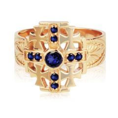 Золотой перстень с сапфиром «Мальтийский Крест»