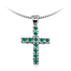 Золотой крест с зеленым агатом «Esperanza»
