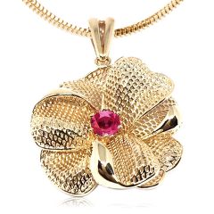 Золотой кулон - цветок с рубином «Мирабилис»