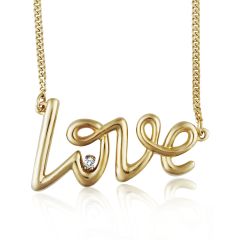 Золотой кулон колье «Love» на цепочке с бриллиантом