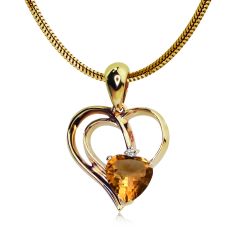 Золотая подвеска сердце с цитрином «Сердце Заката»