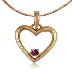 Золотой кулон сердце с рубином «Любовь в вашем сердце»
