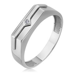 Комбинированный мужской перстень с бриллиантом «Лидер»