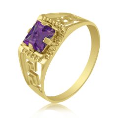 Золотий перстень з квадратним аметистом «Меандр»