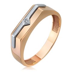 Золотой мужской перстень с небольшим бриллиантом «Лидер»