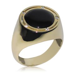 Золотой мужской перстень с ониксом «Гэндальф»