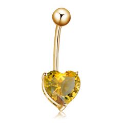 Золотой пирсинг в пупок с цитрином «Сердце»