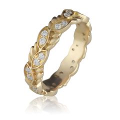 Золотое обручальное кольцо с цирконием «Колос»