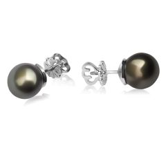 Золоті пусети з чорними або білими перлами «Pearl charm»