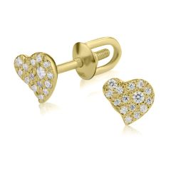 Маленькие серьги гвоздики с бриллиантами «Золотые сердечки»