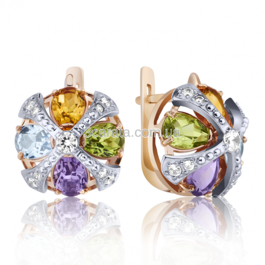 Zolotye Sergi S Cvetnymi Kamnyami Magico Fiore