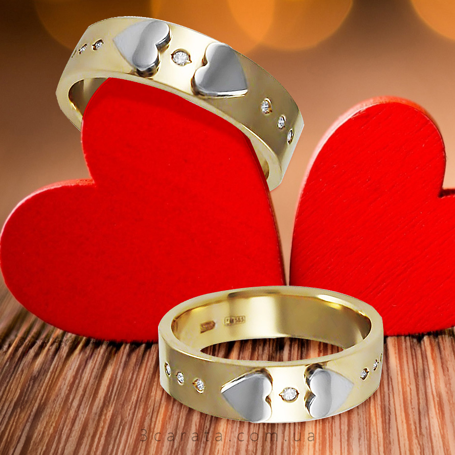 Свадебные кольца с сердечками