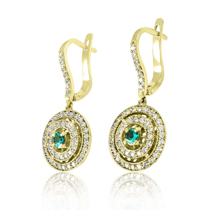 Серьги с изумрудом, купить красивые сережки с изумрудами золотые