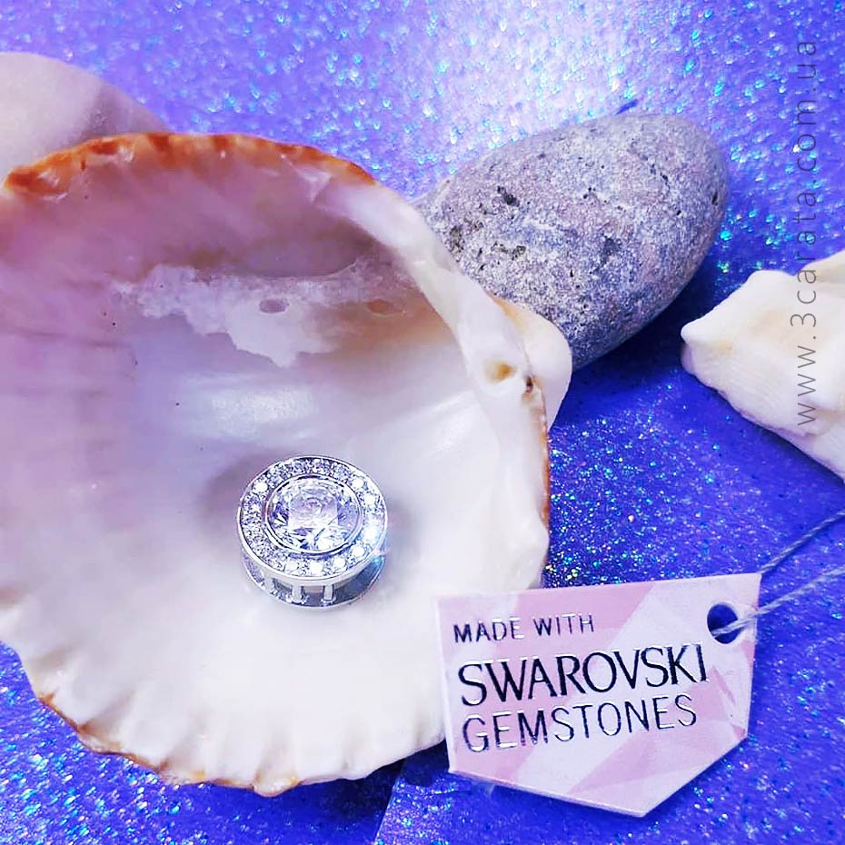 Золоте кольє шайба з кристалами Swarovski 'Night'