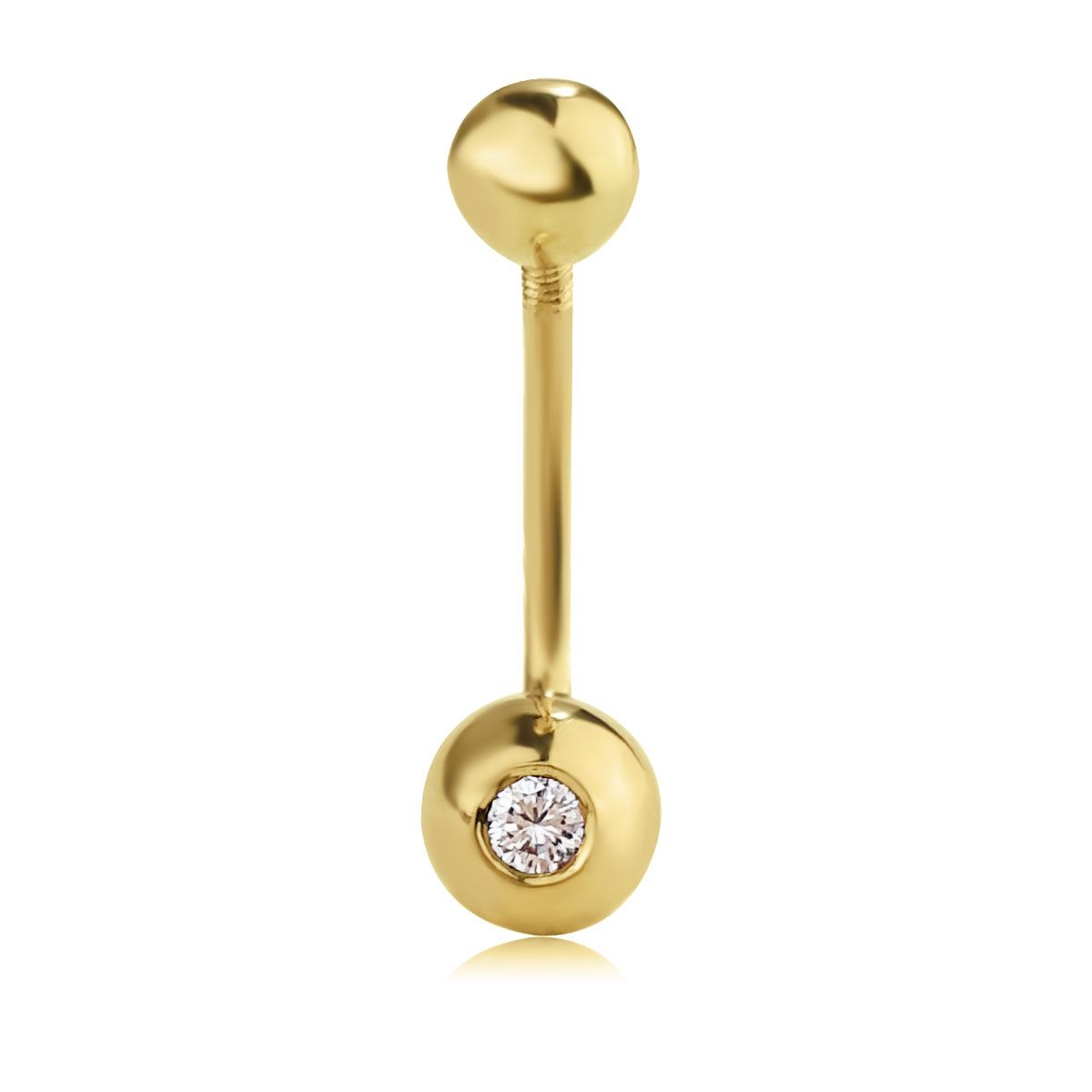 Золотий пірсинг в пупок Кулька з діамантом Ювелірний інтернет-магазин 3 Карата